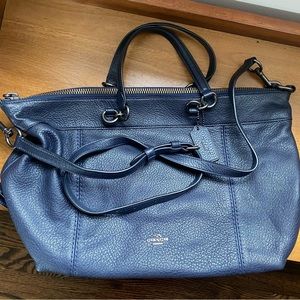 Coach Lenox Satchel in Pebble Leather Navy Blue - Like New